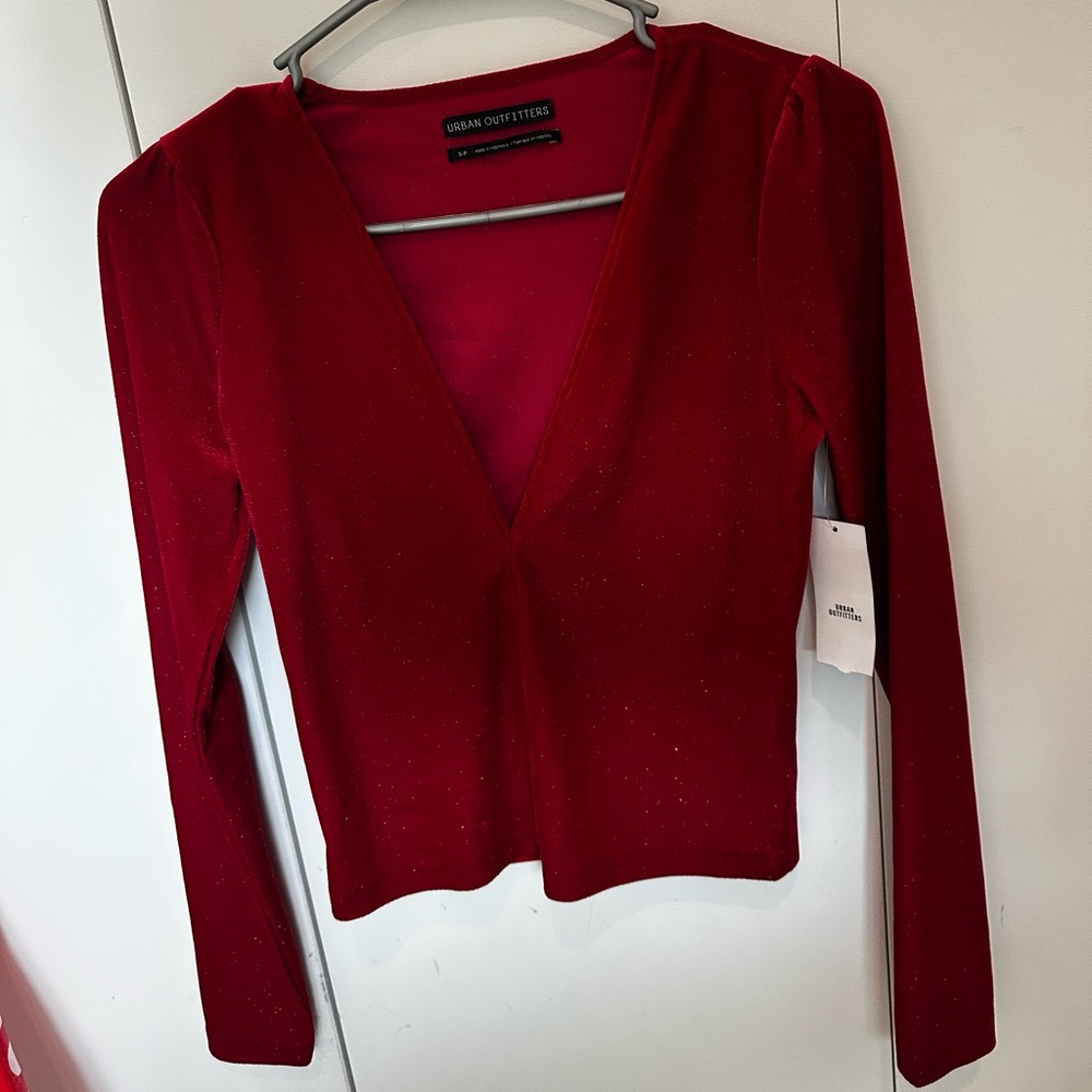Urban Outfitters Deep Red V-Neck Blouse